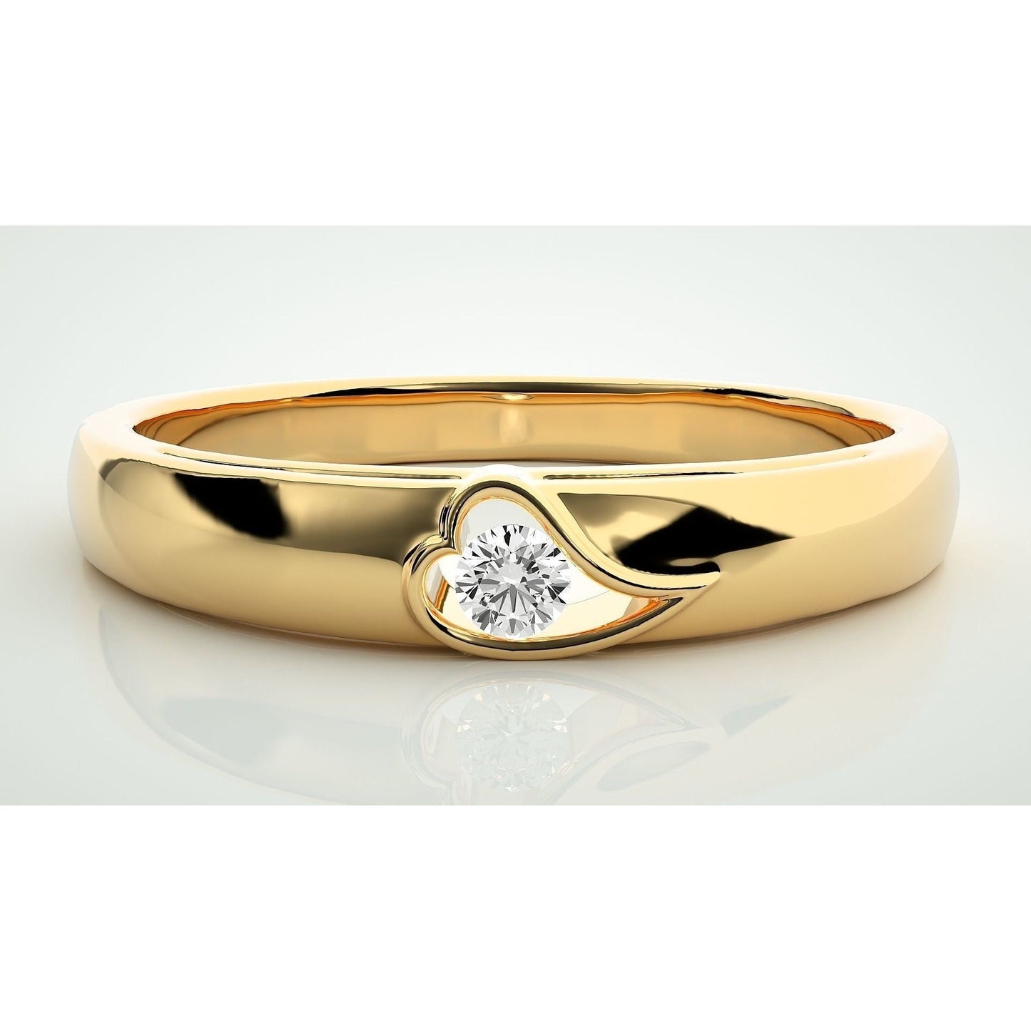 Single Diamond in Heart Ring