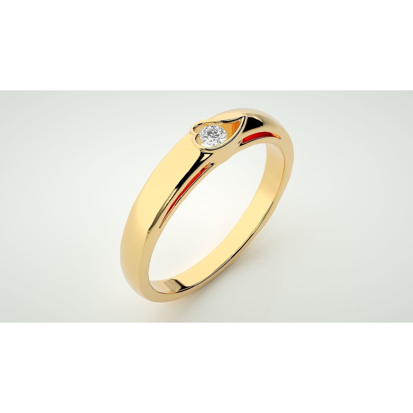 Single Diamond in Heart Ring