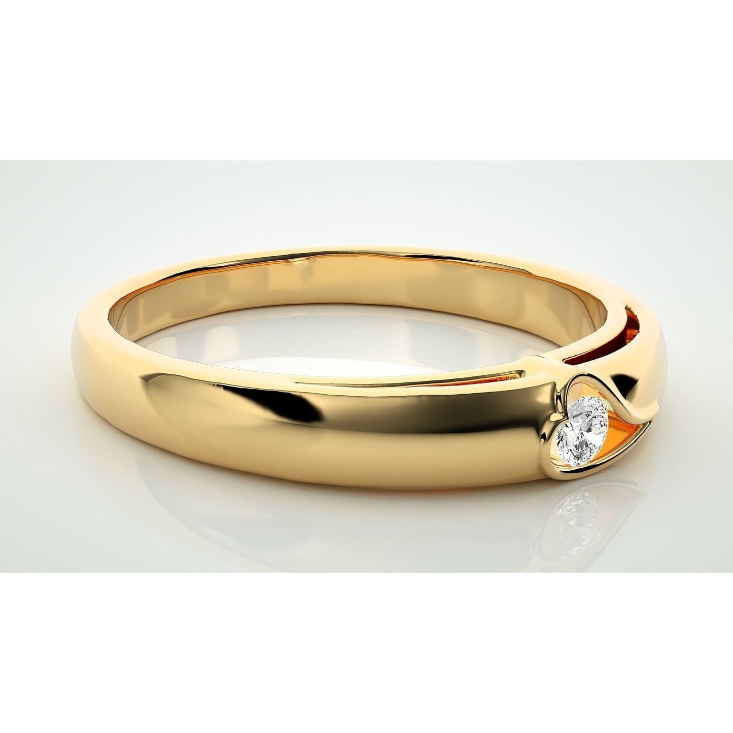 Single Diamond in Heart Ring