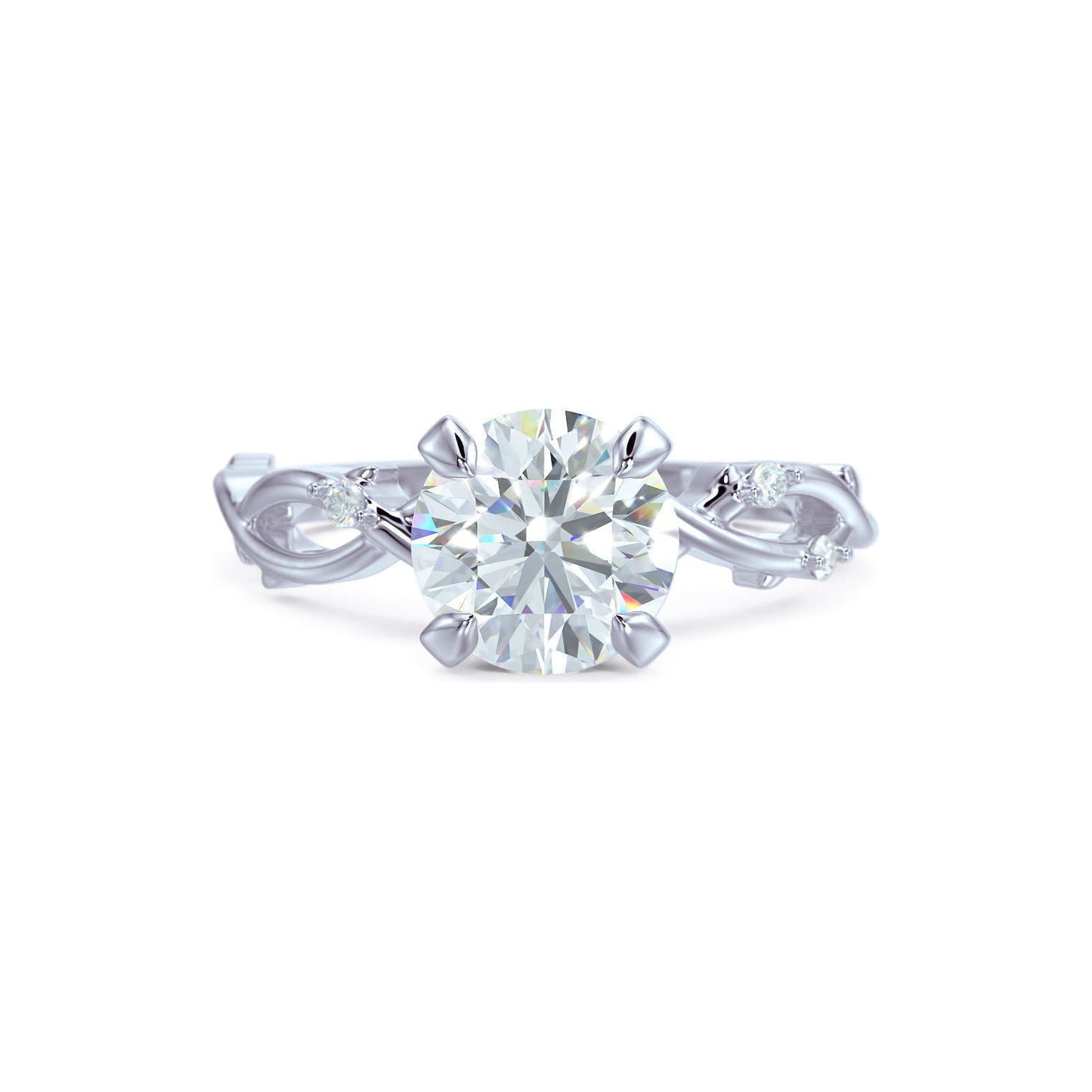 1 Carat Round Floral Engagement Ring