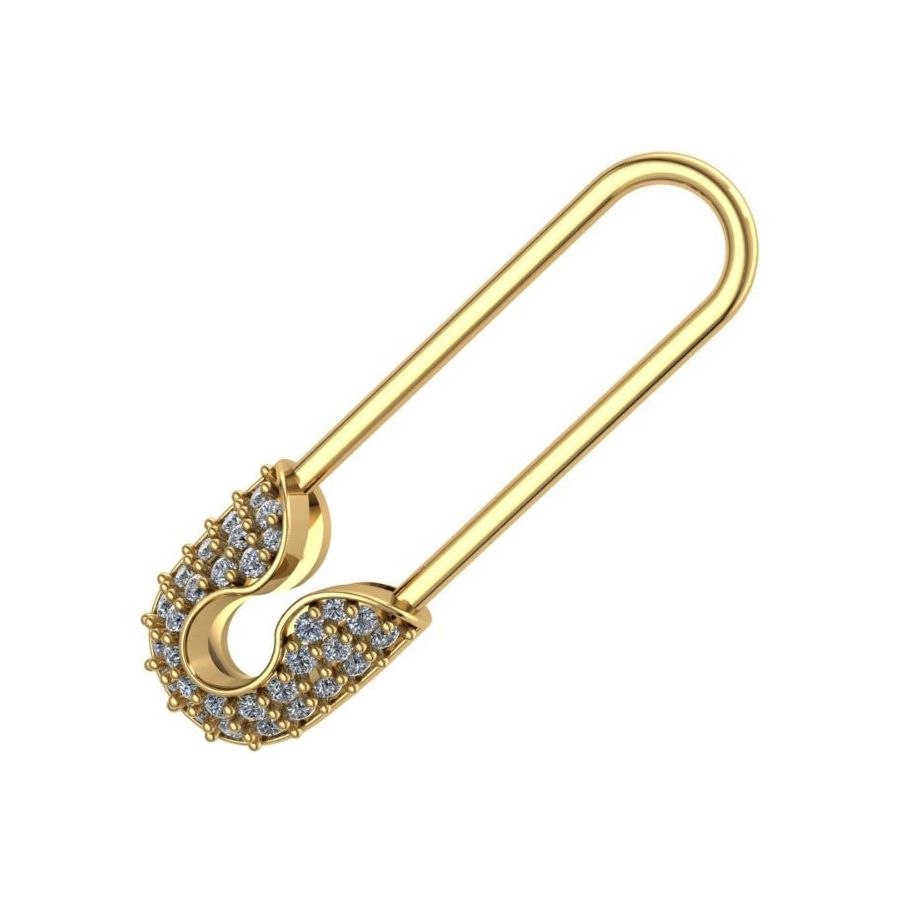 18k Gold Safety Pin Earring