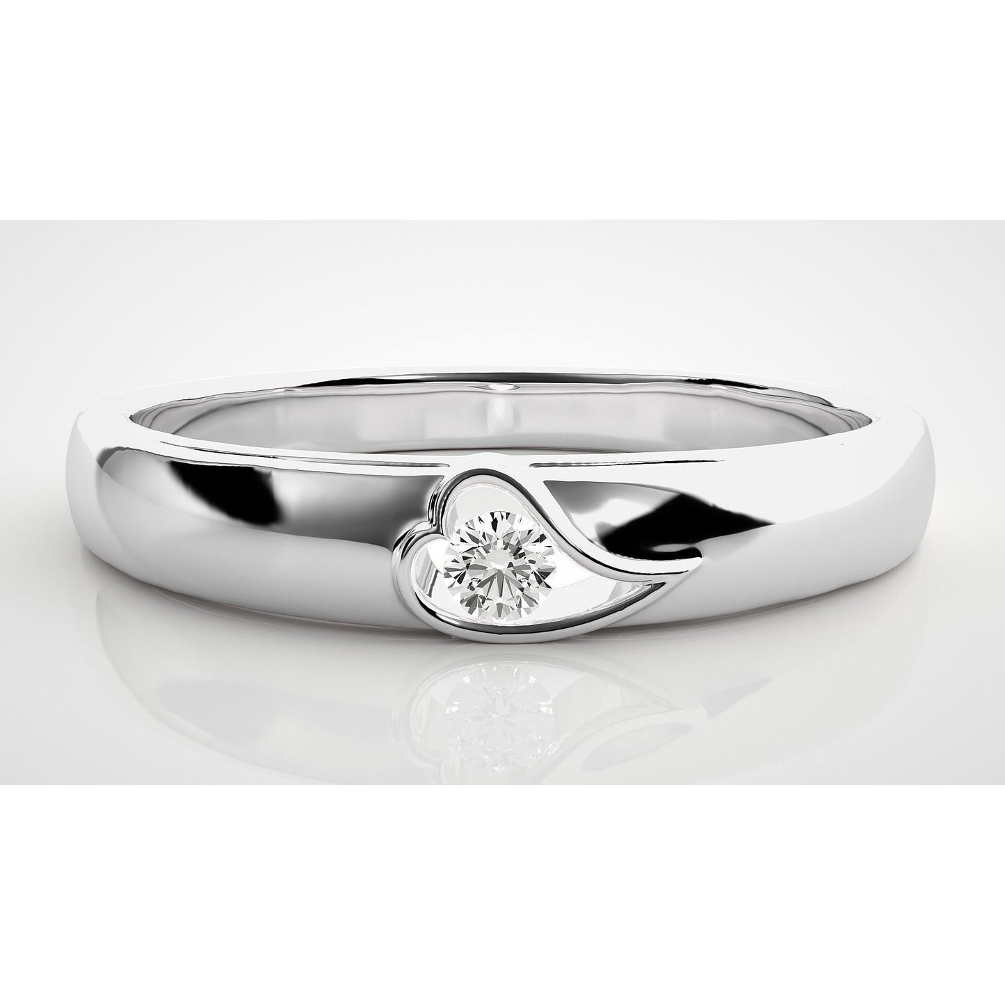 Single Diamond in Heart Ring