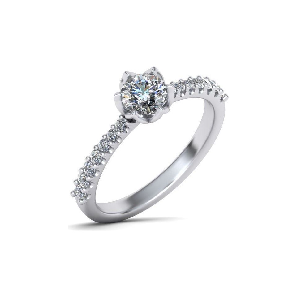 Flower 6-prong Engagement Ring