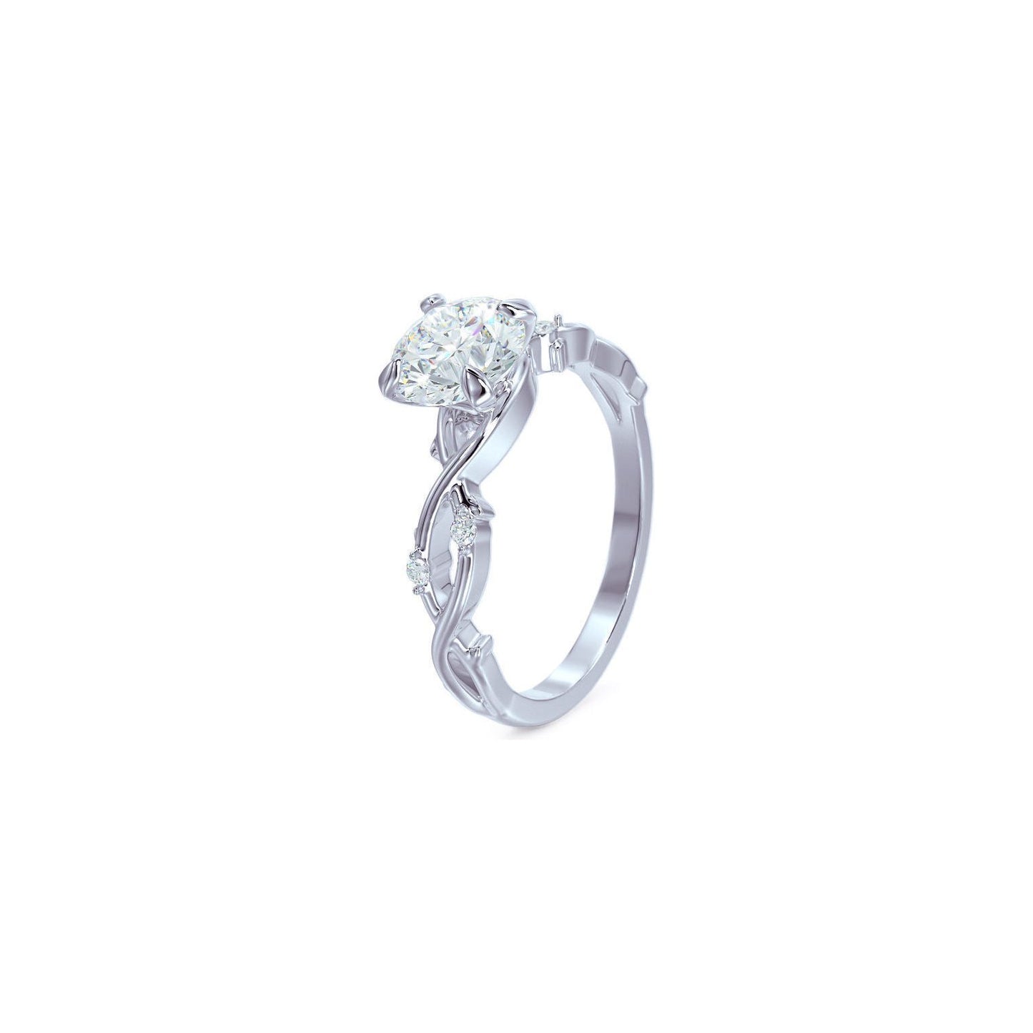 1 Carat Round Floral Engagement Ring